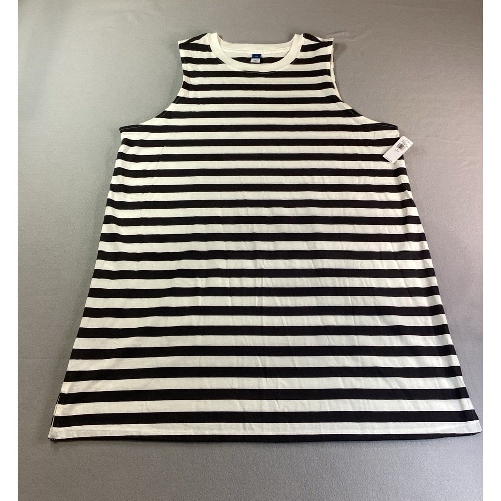 NWT Old Navy Striped Sleeveless Tank Dress  XL Petite Charcoal Grey White
